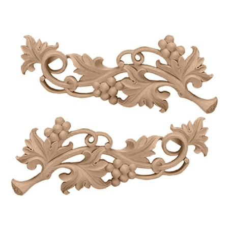 Ekena Millwork 11 5/8"W x 4 5/8"H x 3/4"D (Each Side) Medium Grape Scrolls (Pair), Maple PR ONL11X04X01GRMA